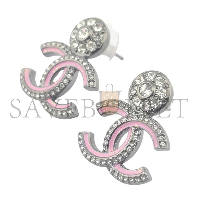 CHANEL CC RUTHENIUM PINK EARRINGS ABG407 